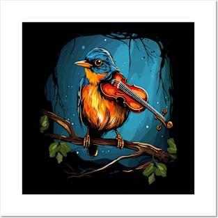 American Robin Playing Violin Posters and Art